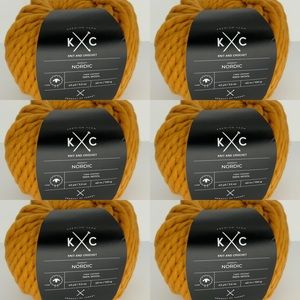 lot of 6 golden yellow knit and crochet nordic yarn
